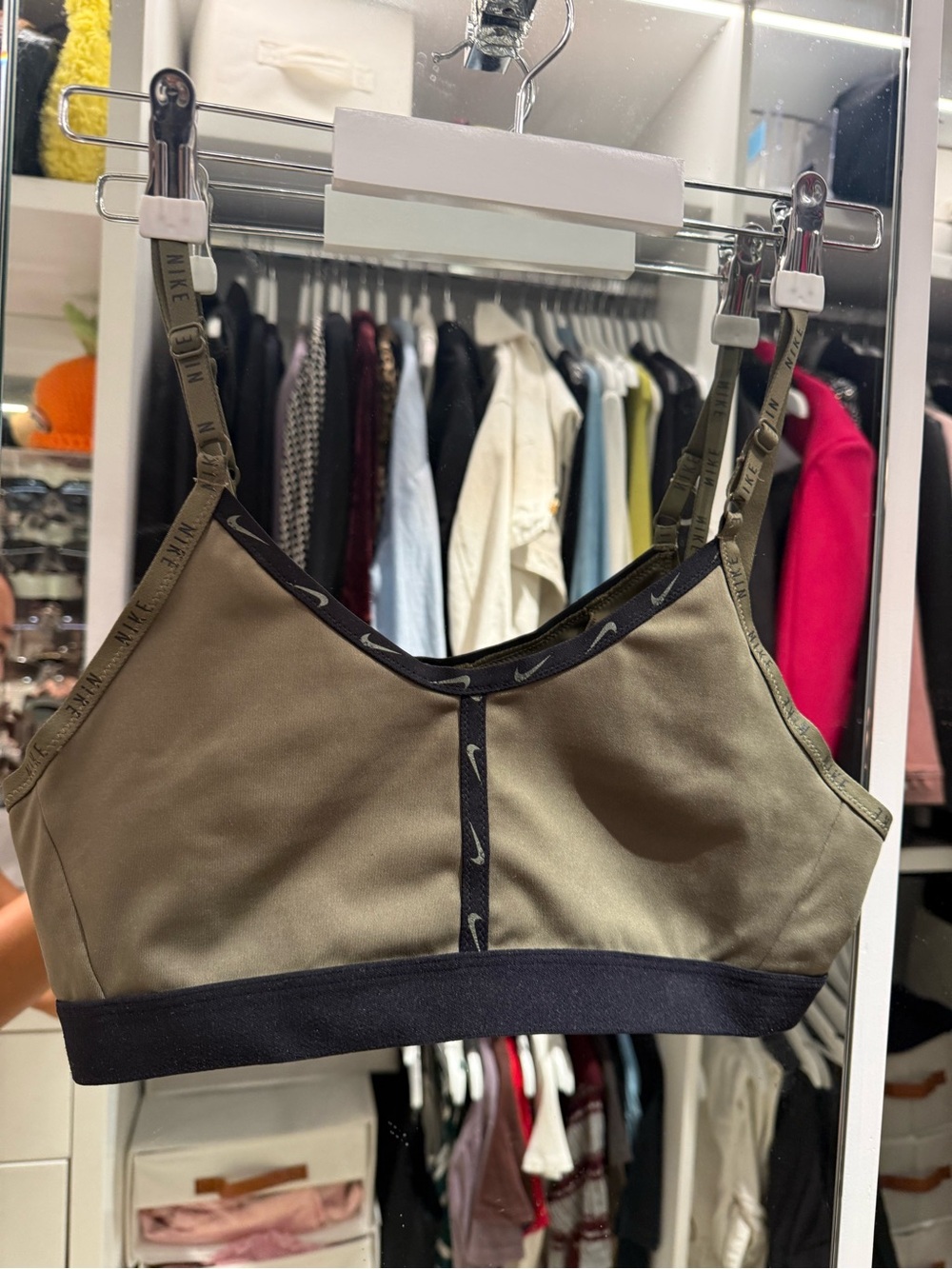 Nike Olive & Black Low-Impact Sports Bralette